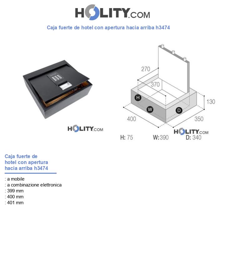 Caja fuerte de hotel con apertura hacia arriba h3474