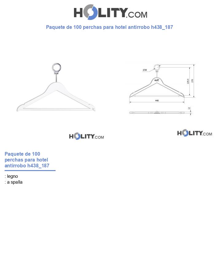 Paquete de 100 perchas para hotel antirrobo h438_187